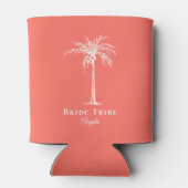 Bride Tribe Coral White Palm Tree (aangepast) Blikjeskoeler (Achterkant)