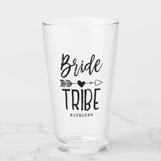 Bride Tribe Custom Name Bridesmaid Script Glas (Voorkant)