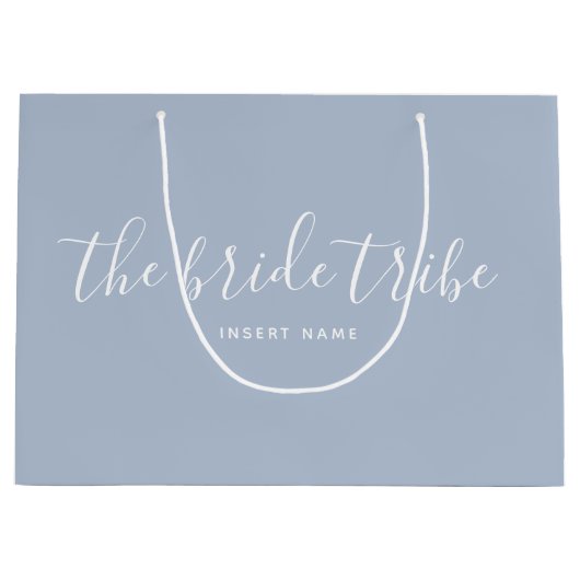 Bride Tribe Dusty Blue Custom Wedding Groot Cadeauzakje (Voorkant)