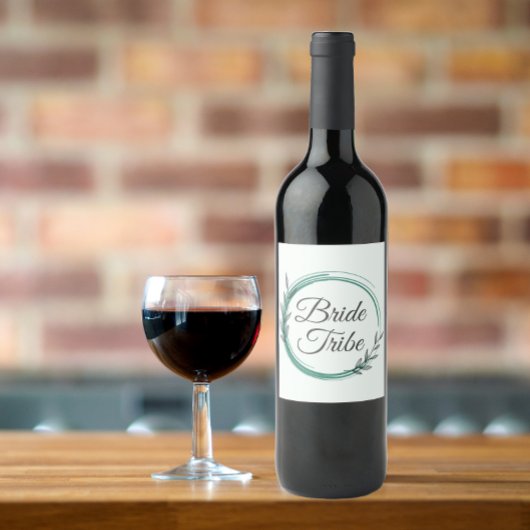 Bride Tribe Emerald Green Botanische Krans Wijn Etiket