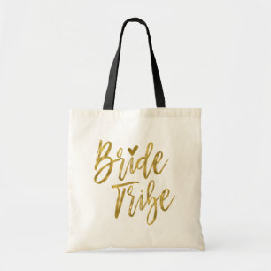 Bride Tribe Faux Gold Foil Wedding Party Bag Tote Bag
