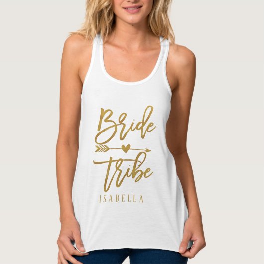 Bride tribe faux goudfolie tanktop (Voorkant)