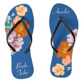 Bride Tribe Floral iets blauw huwelijk Teenslippers (Voetbed)