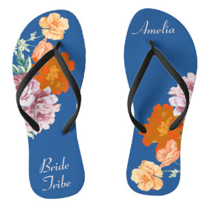 Bride Tribe Floral iets blauw huwelijk Teenslippers