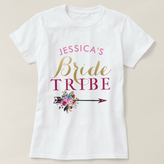 Bride Tribe Gepersonaliseerde Partij Bruidsmeisjes T-shirt (Design voorkant)