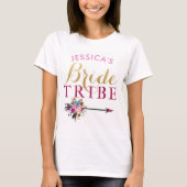 Bride Tribe Gepersonaliseerde Partij Bruidsmeisjes T-shirt (Voorkant)