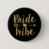 Bride Tribe | Glitter-Print Golden Ronde Button 5,7 Cm (Voorkant)