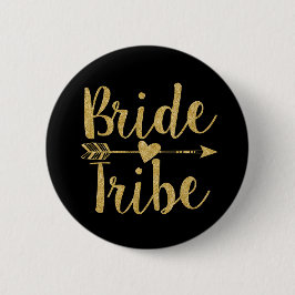 Bride Tribe | Glitter-Print Golden Ronde Button 5,7 Cm