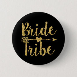 Bride Tribe | Glitter-Print Golden Ronde Button 5,7 Cm