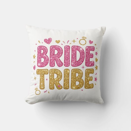 Bride Tribe Glitter Throw Pillow Kussen (Voorkant)