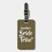 Bride Tribe Gold Date Heart Personalized Glitter Bagagelabel (Voorkant verticaal)