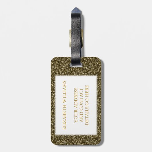 Bride Tribe Gold Date Heart Personalized Glitter Bagagelabel (Achterkant verticaal)