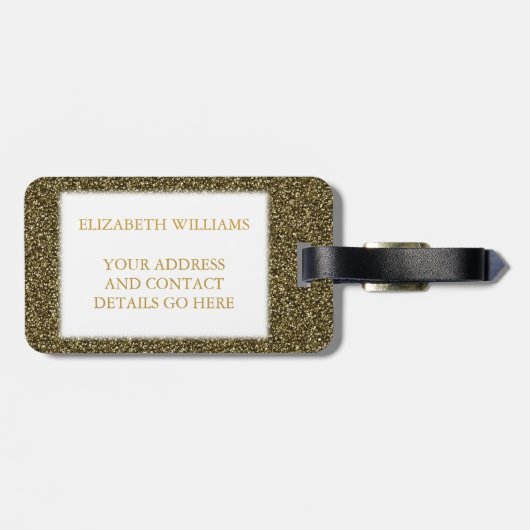 Bride Tribe Gold Date Heart Personalized Glitter Bagagelabel (Achterkant horizontaal)