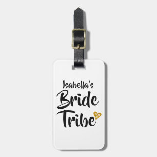 Bride Tribe Gold Date Heart Persoonlijk Bagagelabel
