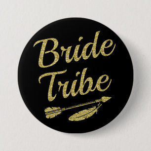 Bride Tribe Gold Glitter bridesmaid knop Ronde Button 7,6 Cm