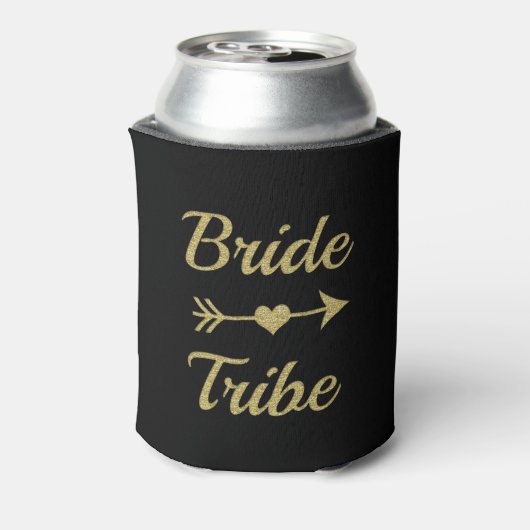 Bride Tribe Gold Glitter Bruidsmeisje koelbox Blikjeskoeler (Blikje Achterkant)