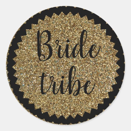 Bride Tribe Gold Glitter Classic Ronde Sticker (Voorkant)