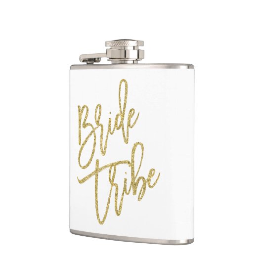 Bride Tribe Gold Glitter Script Heupfles (Links)
