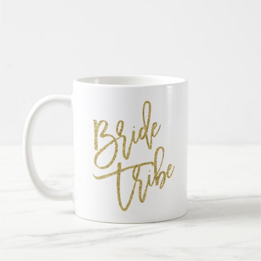 Bride Tribe Gold Glitter Script Koffiemok (Links)