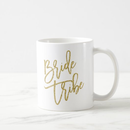Bride Tribe Gold Glitter Script Koffiemok (Rechts)