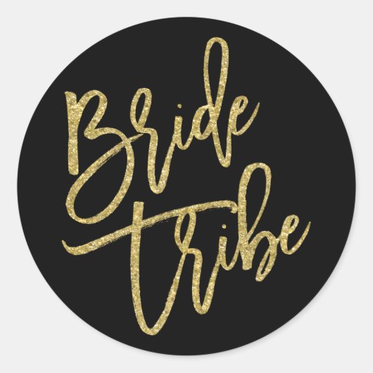 Bride Tribe Gold Glitter Script Ronde Sticker (Voorkant)