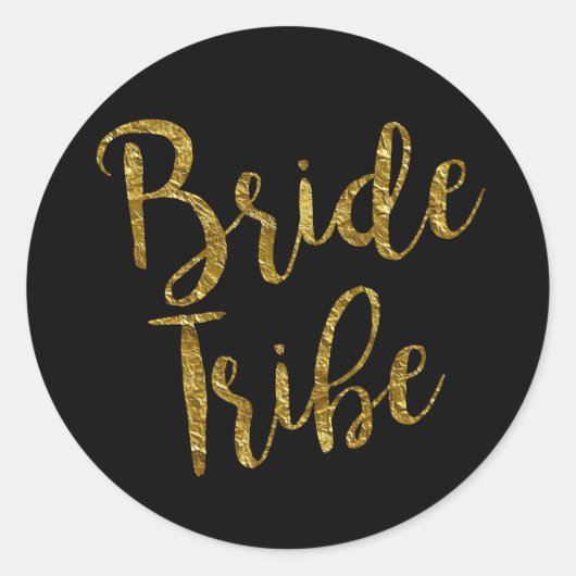 Bride Tribe Gold Leaf Script Classic Round Sticker (Voorkant)