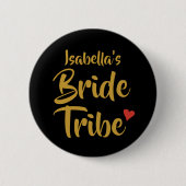Bride Tribe Gold Script Red Heart Ronde Button 5,7 Cm (Voorkant)