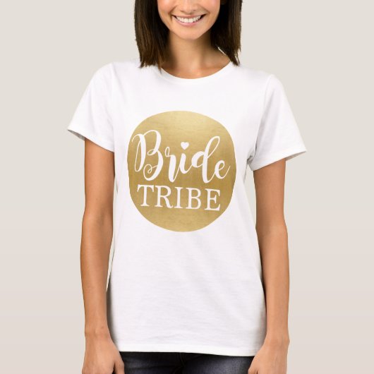 Bride Tribe Gold T-Shirt Bruids T - shirts Bruidsm (Voorkant)