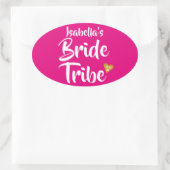 Bride Tribe Gouden Datum Hart Persoonlijk Ovale Sticker (Tas)