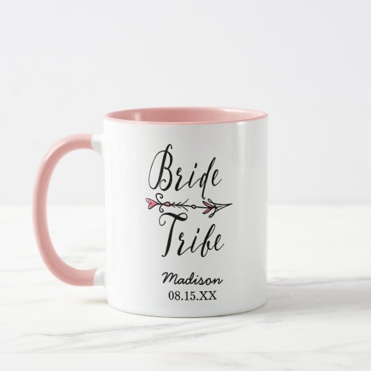 Bride Tribe Hand getrokken Pijl Monogram Mok (Links)