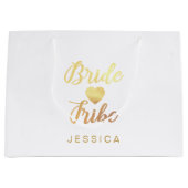 Bride Tribe Heart Persoonlijke Bridesmaid Naam Groot Cadeauzakje (Voorkant)