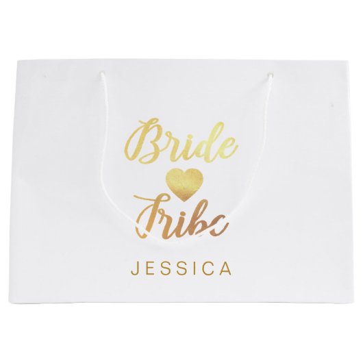 Bride Tribe Heart Persoonlijke Bridesmaid Naam Groot Cadeauzakje (Voorkant)