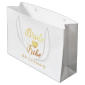 Bride Tribe Heart Persoonlijke Bridesmaid Naam Groot Cadeauzakje (Achterkant Gekanteld)