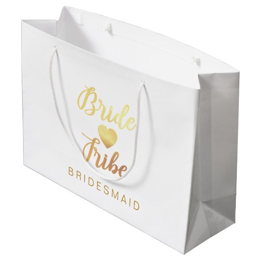 Bride Tribe Heart Persoonlijke Bridesmaid Naam Groot Cadeauzakje (Achterkant Gekanteld)