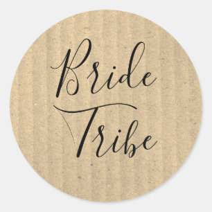 Bride Tribe Hipster Rustic Wedding Kraft Paper Ronde Sticker