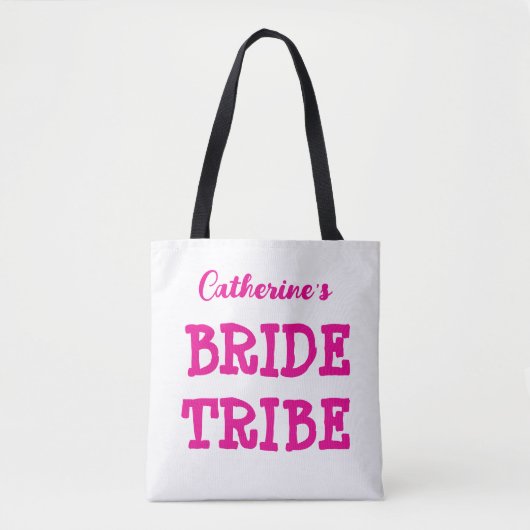 Bride Tribe Hot Pink Bachelorette Party Canvas tas (Voorkant)