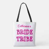 Bride Tribe Hot Pink Bachelorette Party Canvas tas (Achterkant)