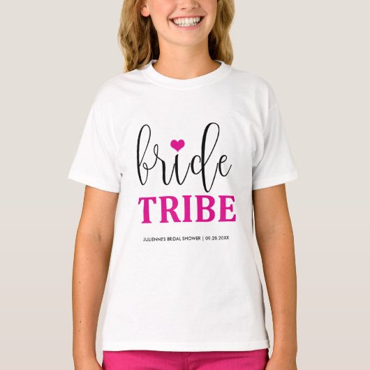 Bride Tribe Hot Pink Bridal Shirt voor Bloemenmeis (Voorkant)