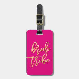 Bride Tribe Hot Pink en Gold Travel Bagagelabel
