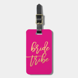 Bride Tribe Hot Pink en Gold Travel Bagagelabel