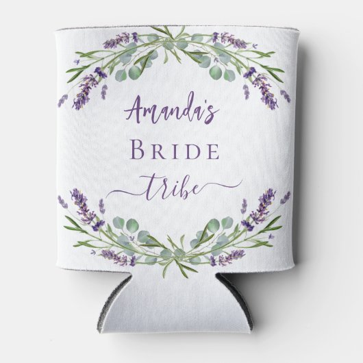 Bride tribe lavender eucalyptus greenery name blikjeskoeler (Voorkant)