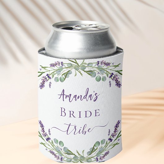 Bride tribe lavender eucalyptus greenery name blikjeskoeler