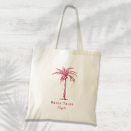 Bride Tribe Magenta Tropical Palm Tree Aangepast Tote Bag