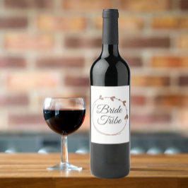 Bride Tribe Mocha Eenvoudige Hart Krans Wijn Etiket
