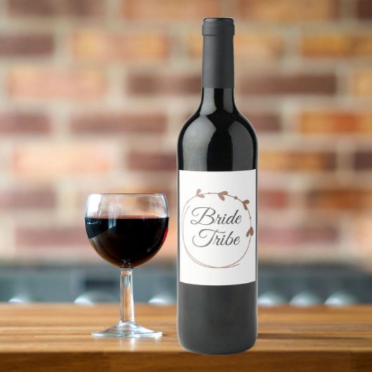 Bride Tribe Mocha Eenvoudige Hart Krans Wijn Etiket