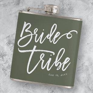 Bride Tribe Modern en Eenvoudig handgeschreven Heupfles