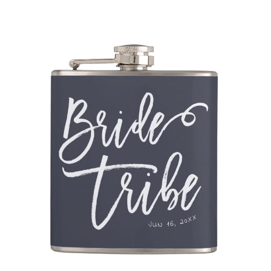 Bride Tribe Modern en Eenvoudig handgeschreven Heupfles (Voorkant)