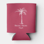 Bride Tribe Modern Magenta White Palm Tree Aangepa Blikjeskoeler (Voorkant)