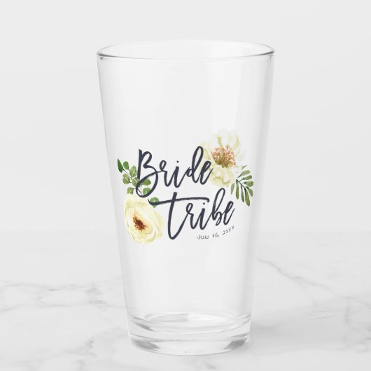 Bride Tribe Modern Waterverf Floral Foliage Glas (Voorkant)