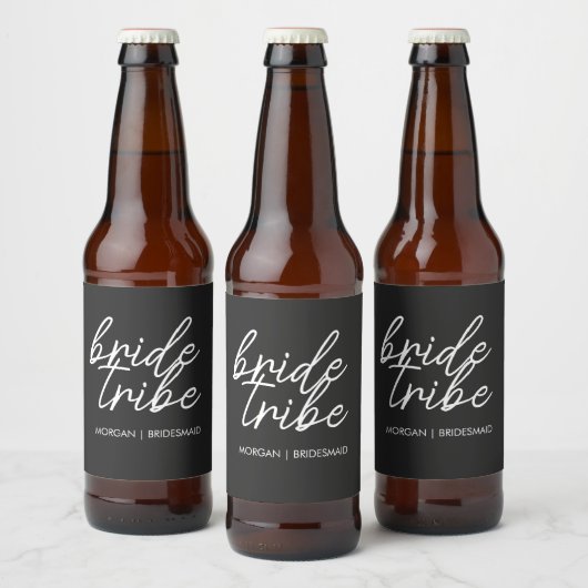Bride Tribe | Moderne Bruidsmeisjes Afscheidscadea Bier Etiket (Flessen)